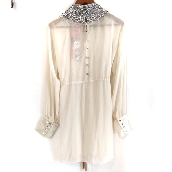 MEGHAN Luxe Silk Chiffon Rhinestone Tunic cover up Dress - Picture 2 of 10